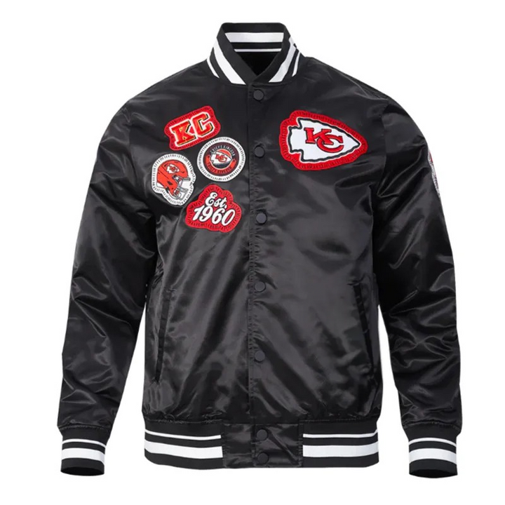 kansas city chiefs diy pick stitch satin jacket

