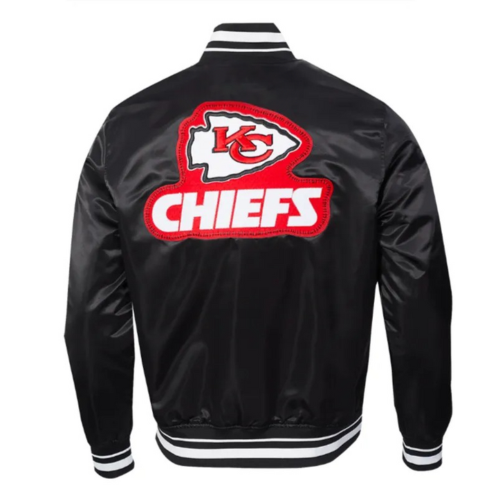 black chiefs varsity jacket with logo patches


