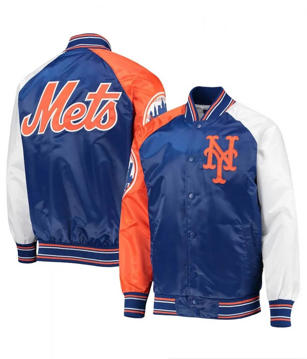 New York Mets tri-color varsity satin jacket
