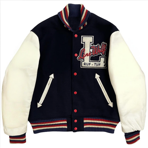 Men's Navy and White Jacket | Unisex Varsity Jacket