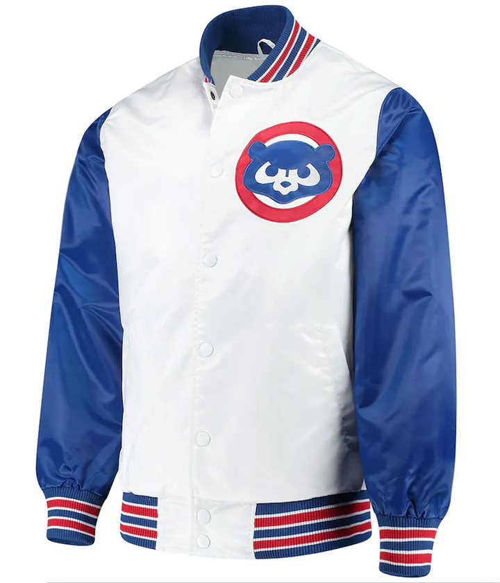 Chicago Cubs Royal Blue and White Satin Jacket