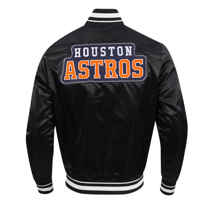 Black Houston Astros jacket with orange and white text on a white background in German Market