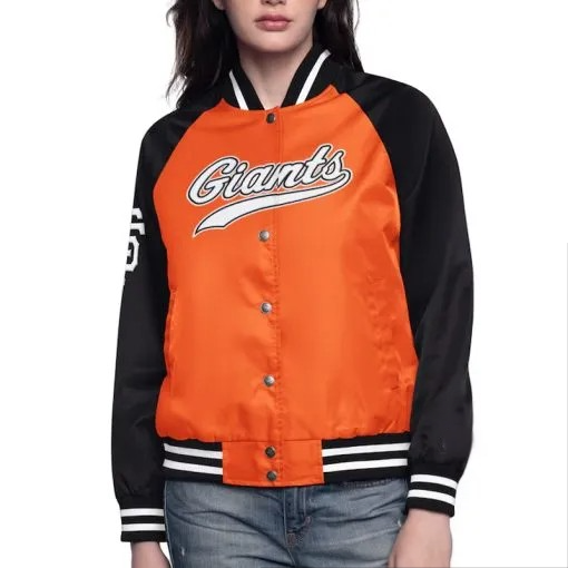 Glossy satin Giants varsity jacket for men and women in USA