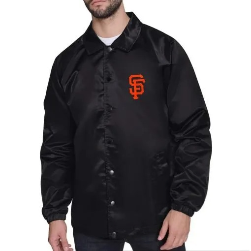San Francisco Giants retro logo coaches jacket black and grey

