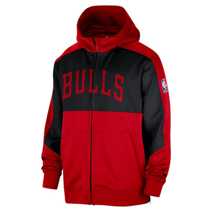 Front view NBA Men's Chicago Bulls Red Authentic On-Court Showtime Performance Full-Zip Hoodie