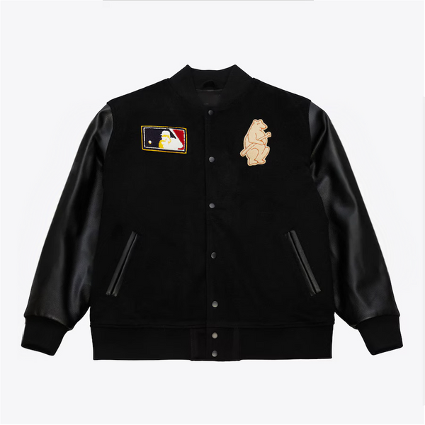 Men's Chicago Cubs Black Out Collection Vintage Logo Full-Snap Varsity Jacket