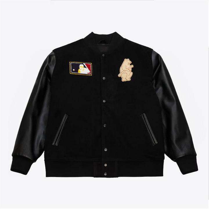 Men's Chicago Cubs Black Out Collection Vintage Logo Full-Snap Varsity Jacket
