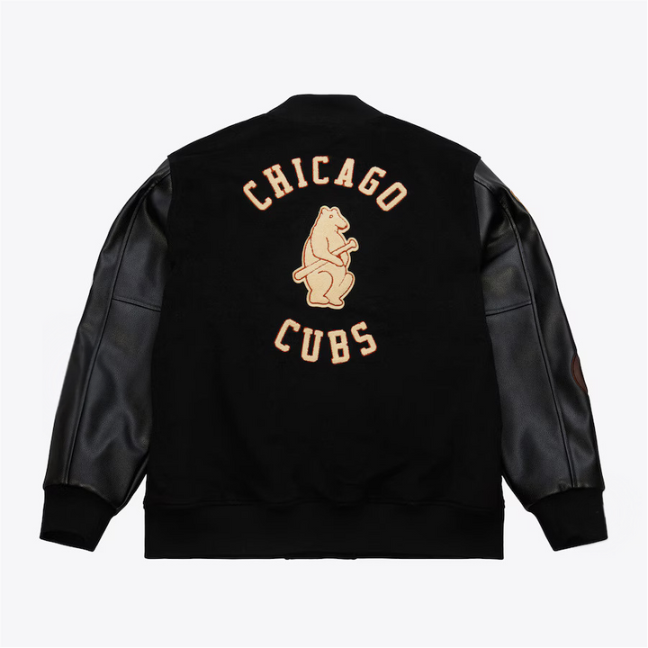 Chicago Cubs Black Out Collection Vintage Logo Full-Snap Varsity Jacket