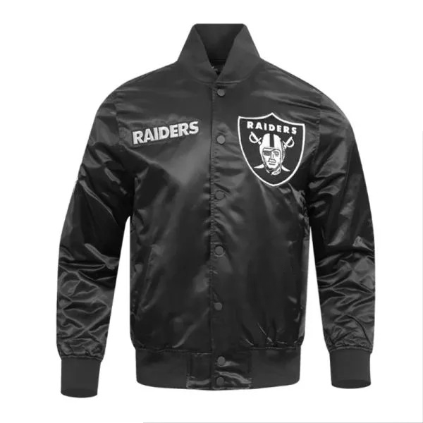 Black and gray Las Vegas Raiders satin souvenir jacket in USA