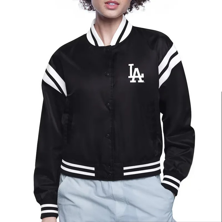 LA Dodgers Black Varsity Satin Jacket