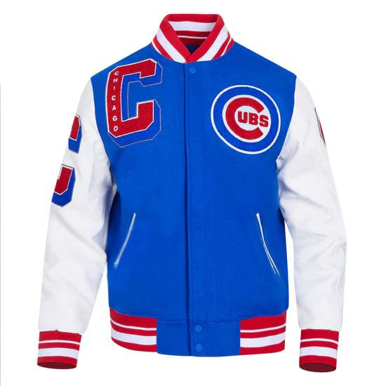 Chicago Cubs mashup men’s varsity jacket with ribbed wool in USA