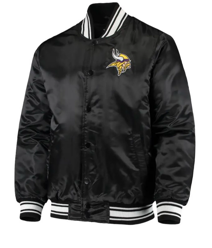NFL Vikings shiny purple satin bomber jacket in USA