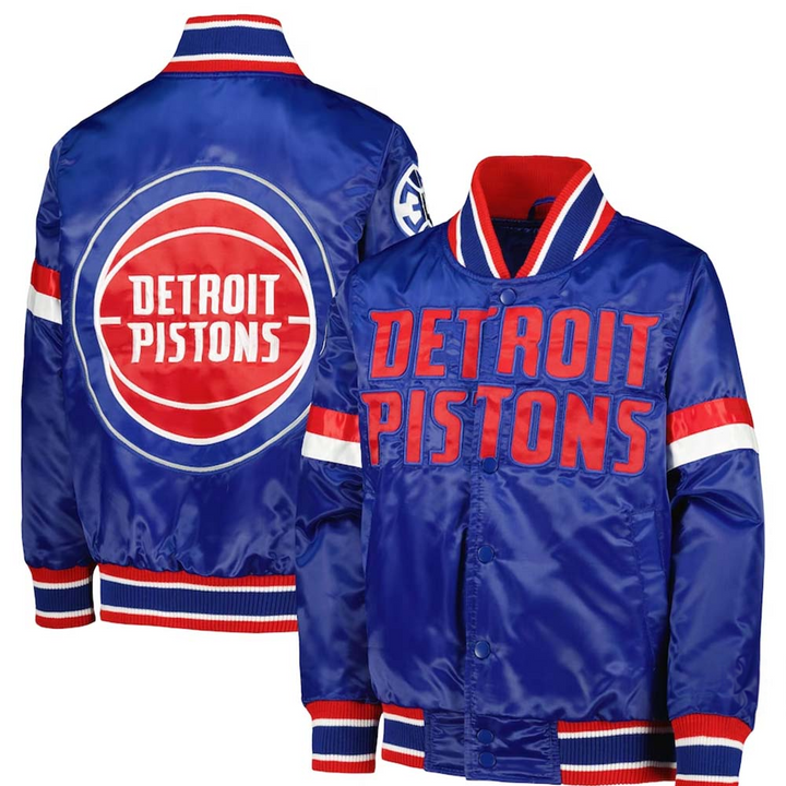 NBA Youth Detroit Pistons Starter Blue Varsity Satin Full-Snap Jacket in USA