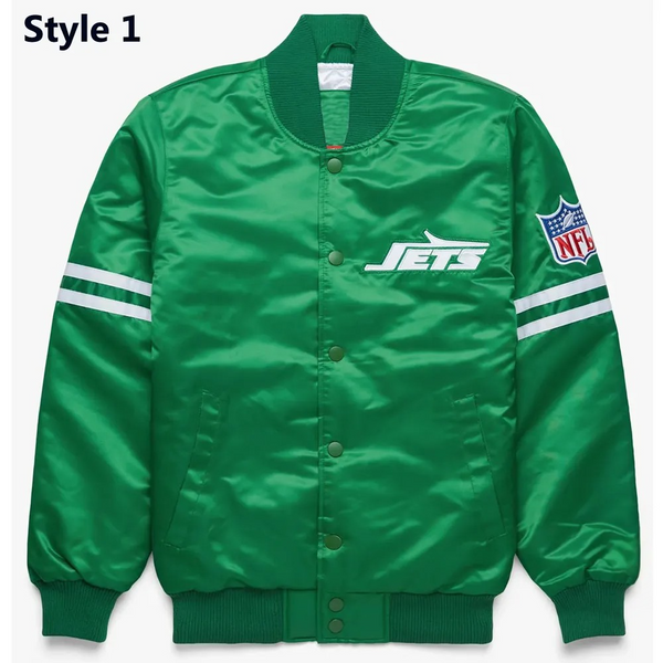Striped New York Jets green satin jacket

