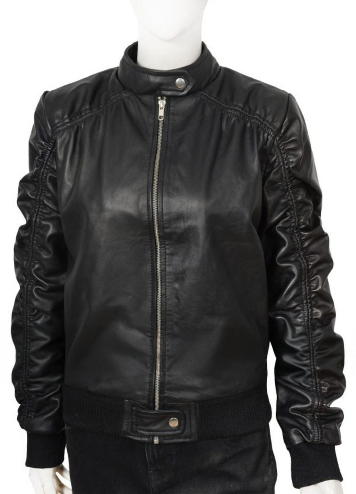 The Vampire Diaries Elena Gilbert stylish black leather jacket in American style