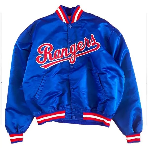 Blue jacket with 'Rangers' text on a white background