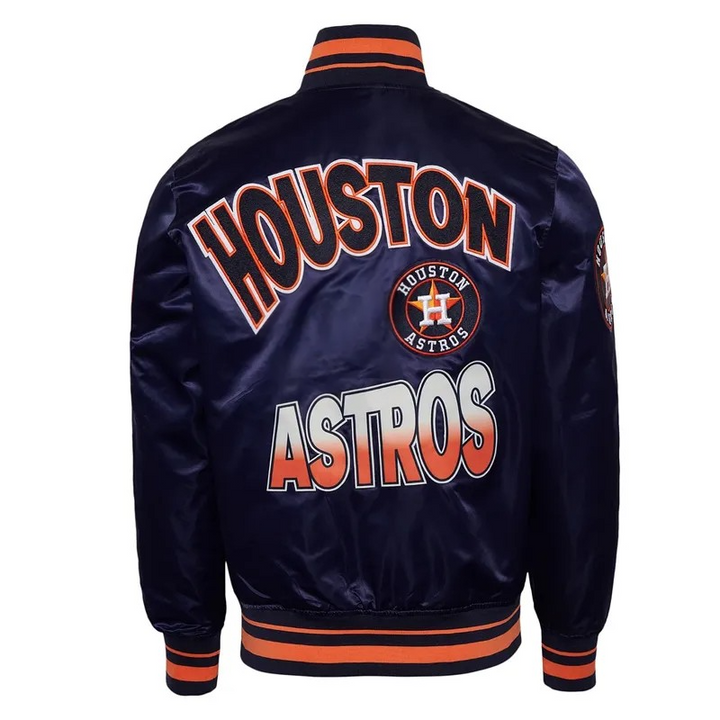 Houston Astros Turn It Up M Classic Rib Navy Satin Jacket in American Market