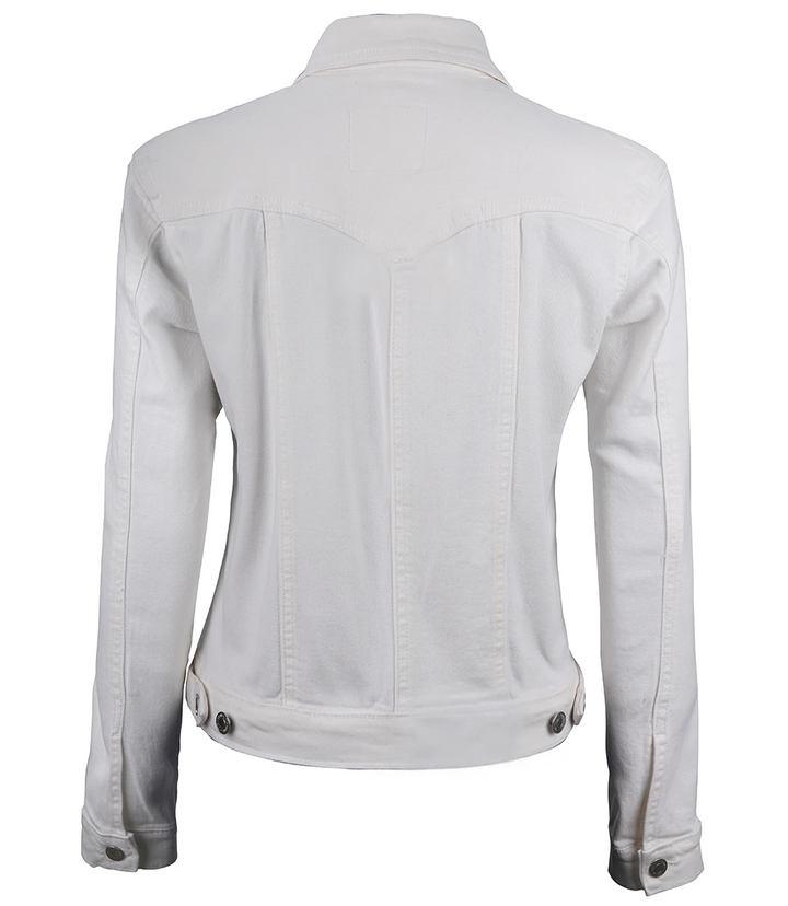 Elegant Women's Trucker Style White Denim Jacket USA