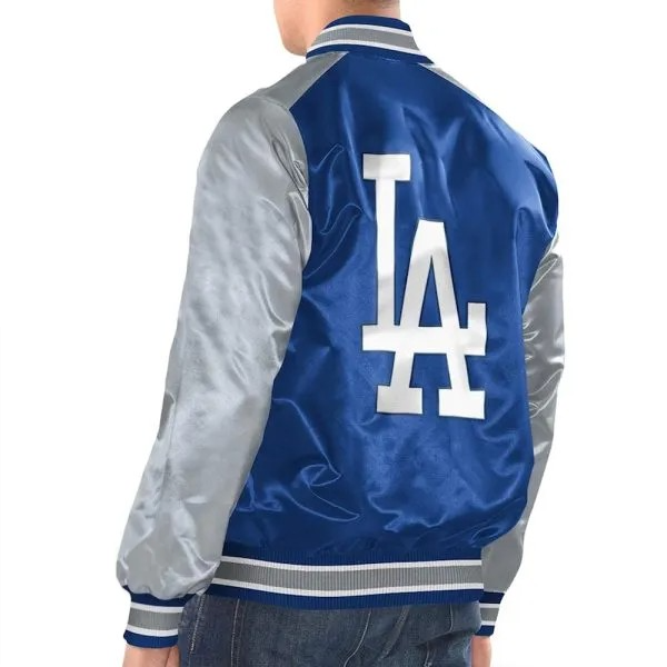 Dodgers satin jacket in royal blue and gray color combo

