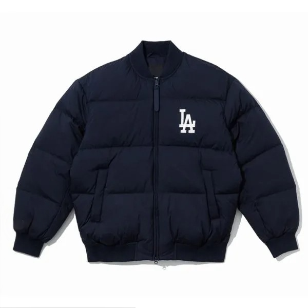 LA Dodgers navy puffer jacket front view

