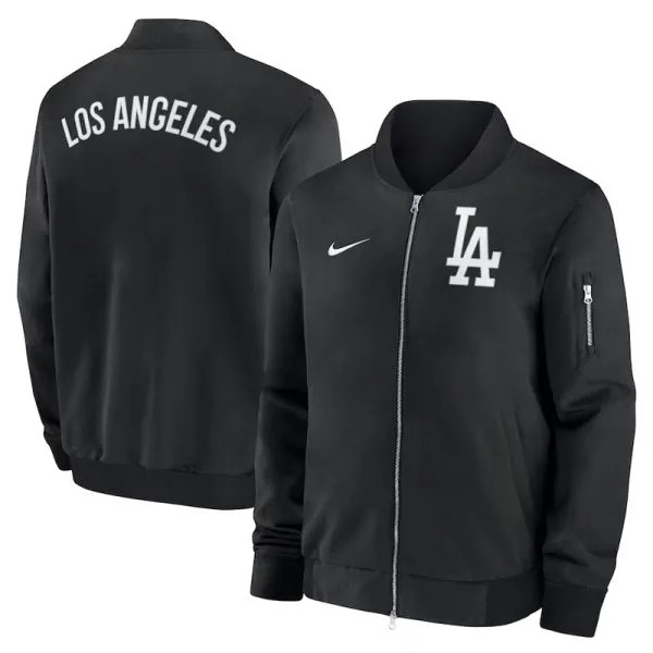 LA Dodgers royal bomber dugout jacket front view

