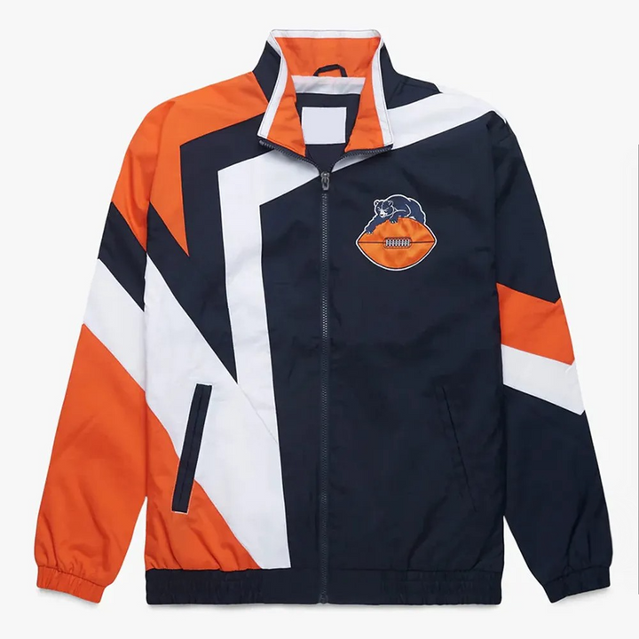 Chicago Bears windbreaker jacket in navy blue front view

