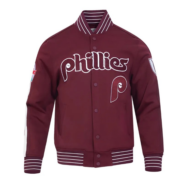 Philadelphia Phillies wine Game Day jacket front and back view in USA