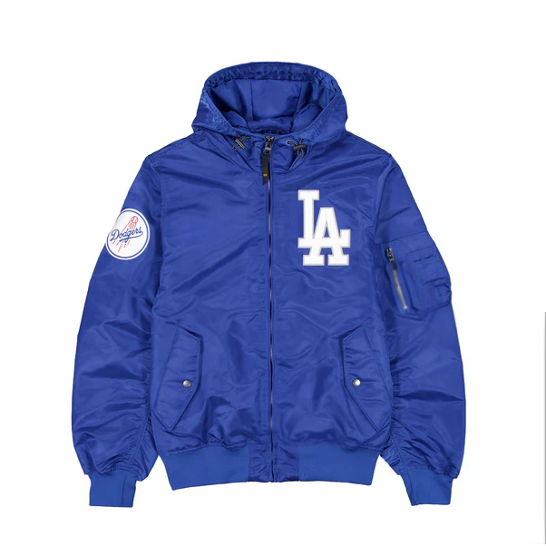 LA Hooded Bomber Jacket Blue