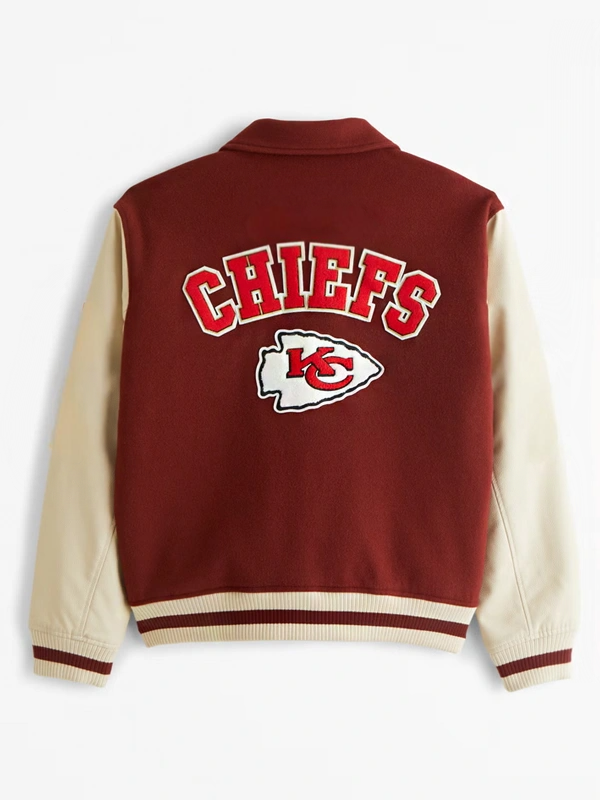 Kansas City Chiefs wool varsity jacket with embroidered team logo in USA