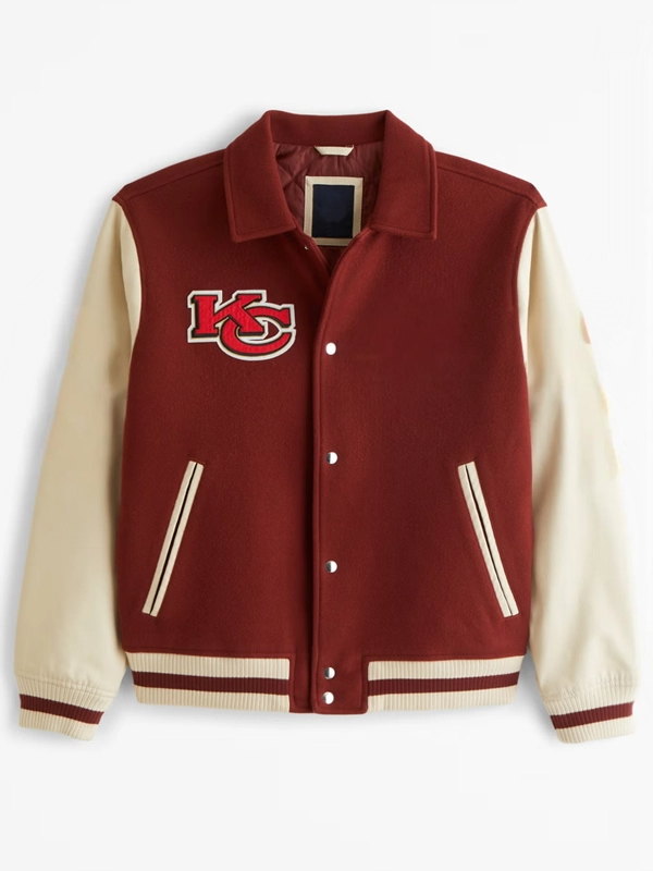 NFL Kansas City Chiefs classic wool varsity jacket front view in USA