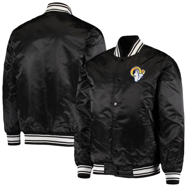 NFL Los Angeles Rams black satin jacket for men and women in USA