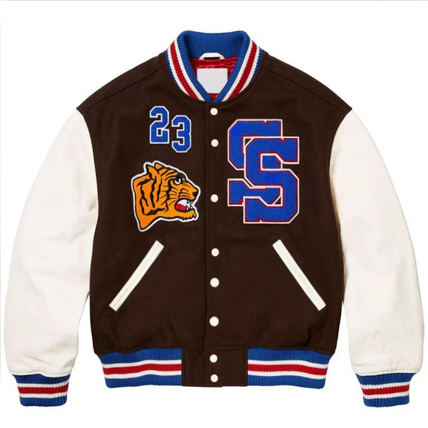 Supreme Tiger Varsity Jacket | Brown Supreme Tiger Unisex Jacket