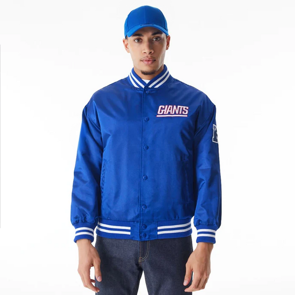 New York Giants NFL Blue Satin Bomber Jacket