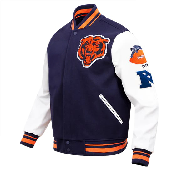 Vintage-inspired men's varsity jacket showcasing Bears heritage