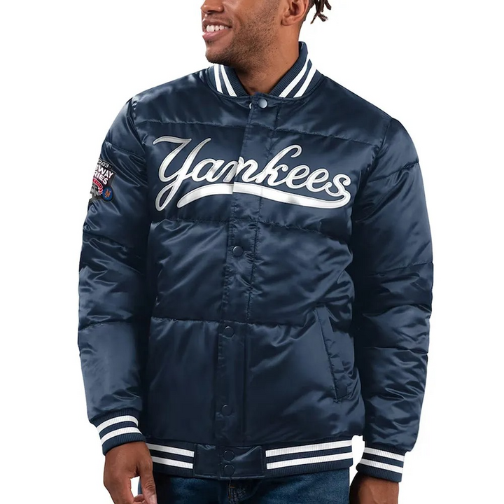 New York Yankees silver satin bomber jacket

