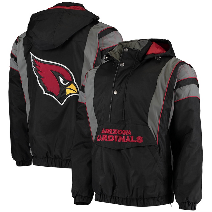 Arizona Cardinals half-zip reflective jacket front view

