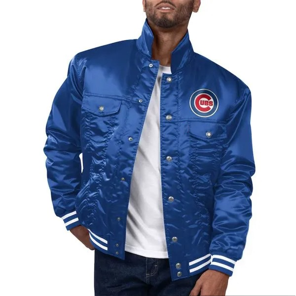Chicago Cubs Silver Tab Trucker Jacket front view

