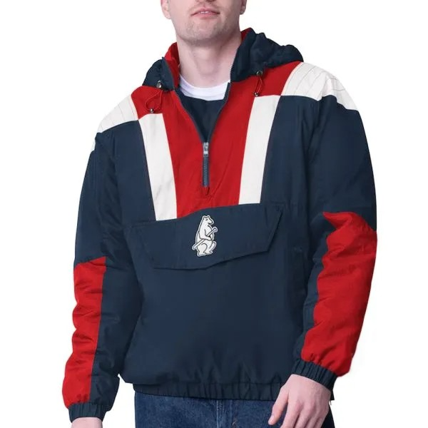 Navy Chicago Cubs half-zip pullover jacket front view

