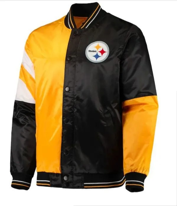 Pittsburgh Steelers yellow and black satin jacket

