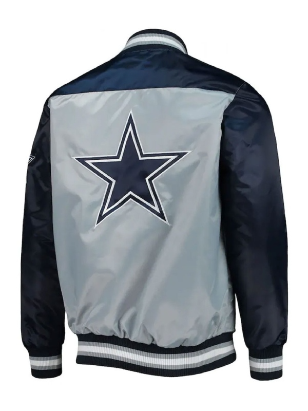 Blue and gray Cowboys varsity jacket

