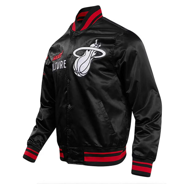front view NBA Miami Heat 2023/24 City Edition Black Satin Jacket