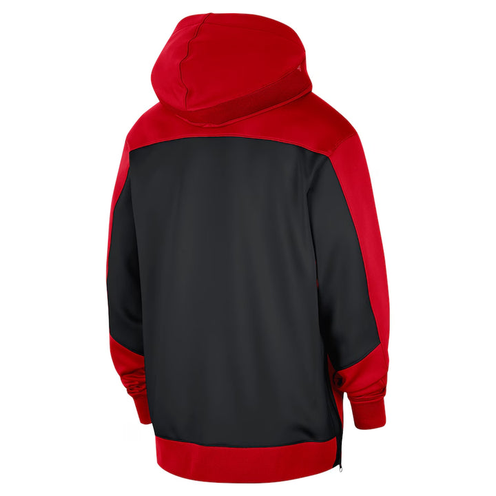 Back view NBA Men's Chicago Bulls Red Authentic On-Court Showtime Performance Full-Zip Hoodie