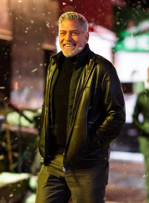 Classic George Clooney-inspired men's leather jacket