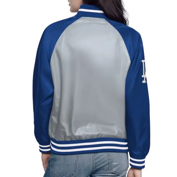 Dodgers Home Run jacket satin finish close-up

