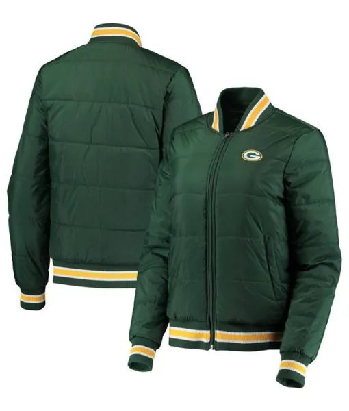 Green Bay Packers field goal bomber jacket front view in USA