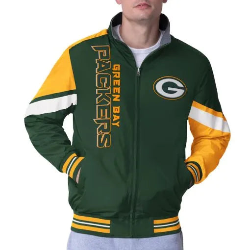 Green Bay Packers Strong Arm green full-zip satin jacket in USA