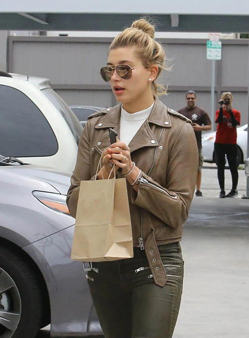 Hailey Baldwin Bieber Inspired Leather Jacket
