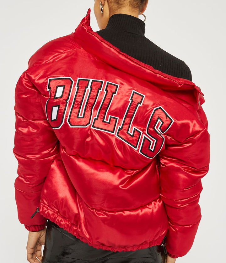 High School Puffer Chicago Bulls Red Jacket side view in United state market