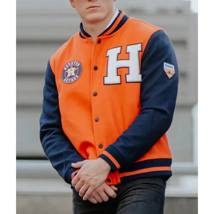 Front View MLB Houston Astros Wool Jacket Men and Women: