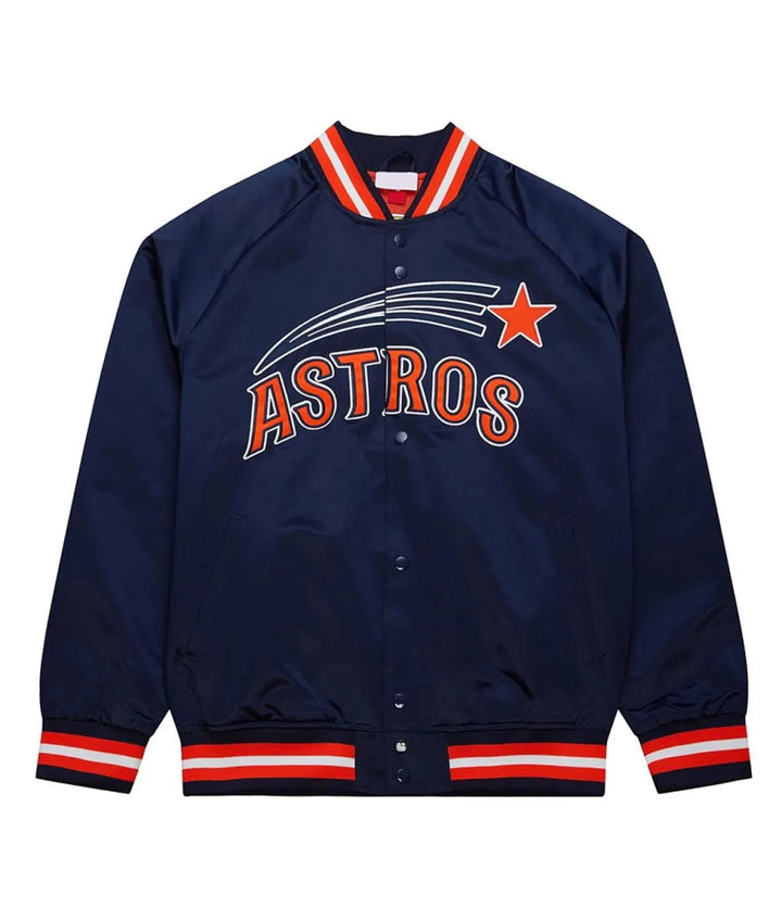 Navy blue jacket with 'ASTROS' logo on a white background